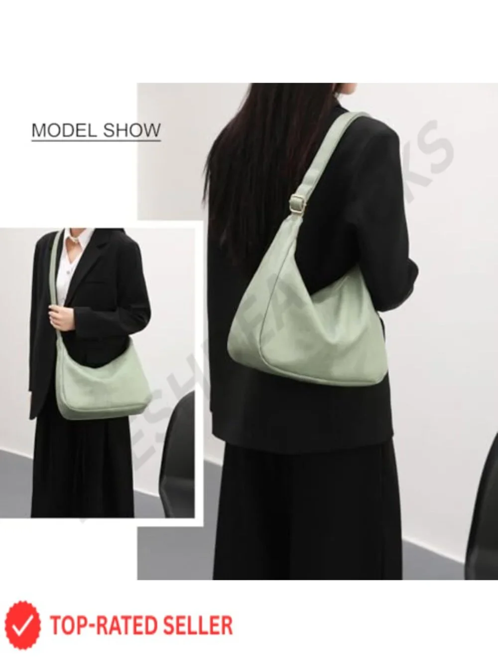 Foldable Vegan Leather Hobo Bag Crossbody Shoulder Purse Large Capacity